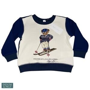 Ralph Lauren Polo Bear Ski Sweatshirt 24M Toddler Navy White Pullover NEW~NWT!!